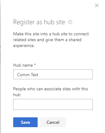 Hub Sites - Register Site Confirm