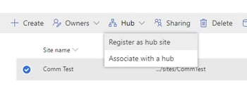 Hub Sites - Register Site